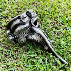 Halloween Silver Steampunk Long Nose Zanni Mask